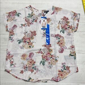 Buffalo floral blouse short sleeve boho spring